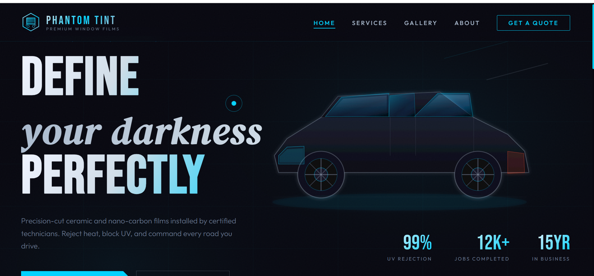 Phantom Tint website design by JC Websites Perth